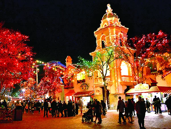 Six Flags Fiesta Texas during the winter